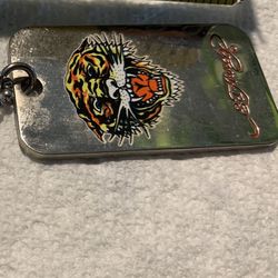 22 Inch Bead Link Necklace W/ Ed Hardy Tiger Pendant 