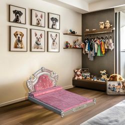  Large Dog Sofa Bed: Extra Large Indoor Luxurious Orthopedic Doggy Couch Bed with Crystal Decoration Headboard - Modern Deluxe Tufted Pets Lounge Chai