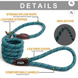 Fida Durable Slip Lead Dog Leash, Heavy Duty Dog Loop Leash, Comfortable Strong Rope Slip Leash for Small Dogs and Puppies, No Pull Pet Tr