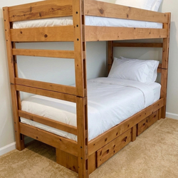 Solid Wood Twin Bunk Beds + Gel Foam Mattresses – Clean, Sturdy, Ready to Use