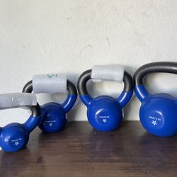 Blue Vinyl Kettlebell Set