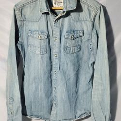 All Saints Light Blue Denim Shirt Jacket Size M