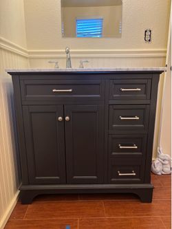 Allen & Roth Roveland 36” Vanity with Delta Chrome Faucet