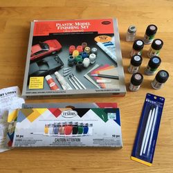 Lot of Testors Plastic Model Finishing Set and 7 Marabou Opaque Paints