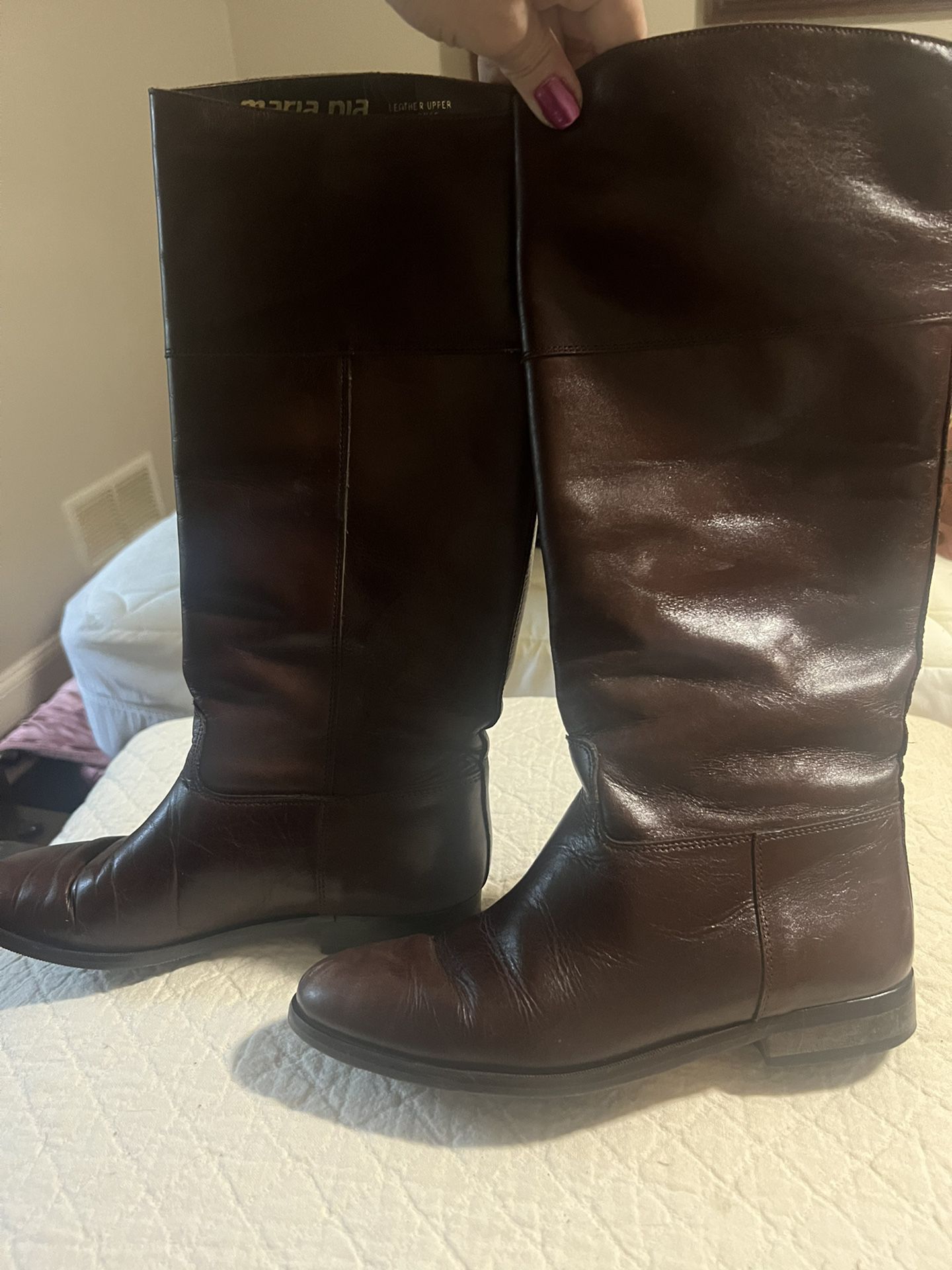 New Brown Boots, Maria Pia, Leather, In Box, 6.5