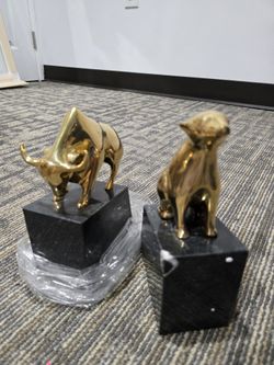 Bookends Pair Wall Street Bull And Bear