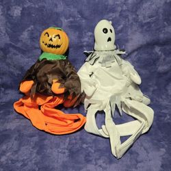 Halloween Ghost And Jack O'lantern Doggy Riders • Lot Of 2