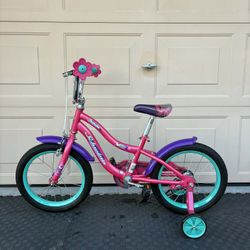 Schwinn Jasmine Kids Bike with Training Wheels, 16-Inch Wheels, Boys and Girls Ages 3-5 Years Old, Coaster and Hand Brakes, Perfect for Young Riders