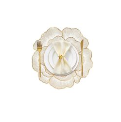 Floral Charger Plate with Gold Trim