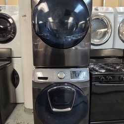 Samsung AddWash Front Load Washer And Stackable Gas Dryer Set 