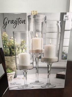 Set Of 3 Candle Holders / Set De 3 Candelabros 