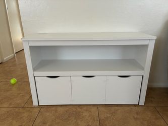 White TV Stand with Shelf and Drawers