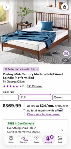 Modern mid century Bed frame - full size