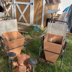 Two Beautiful, Big Plants Pots In Two Chairs, Very Creative ( One Has A Glued Cut In The Back) Works Well ( NO SHIPPING) All For $40