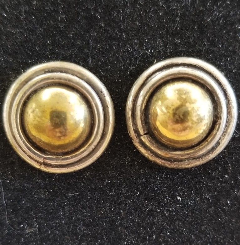 Two Tone Plated Pierced Earrings 