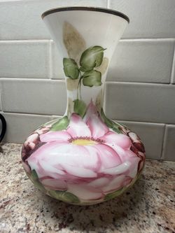 Hand-Painted Floral Ceramic Vase