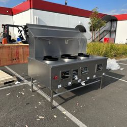 64 Inch Three Burner Commercial Natural Gas Restaurant Kitchen Chinese Wok Range With Faucets