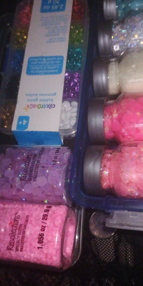 Pink & Purple Rhinestone And Glitter Glow N Dark