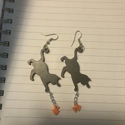 Black Cat With Fish Earrings 