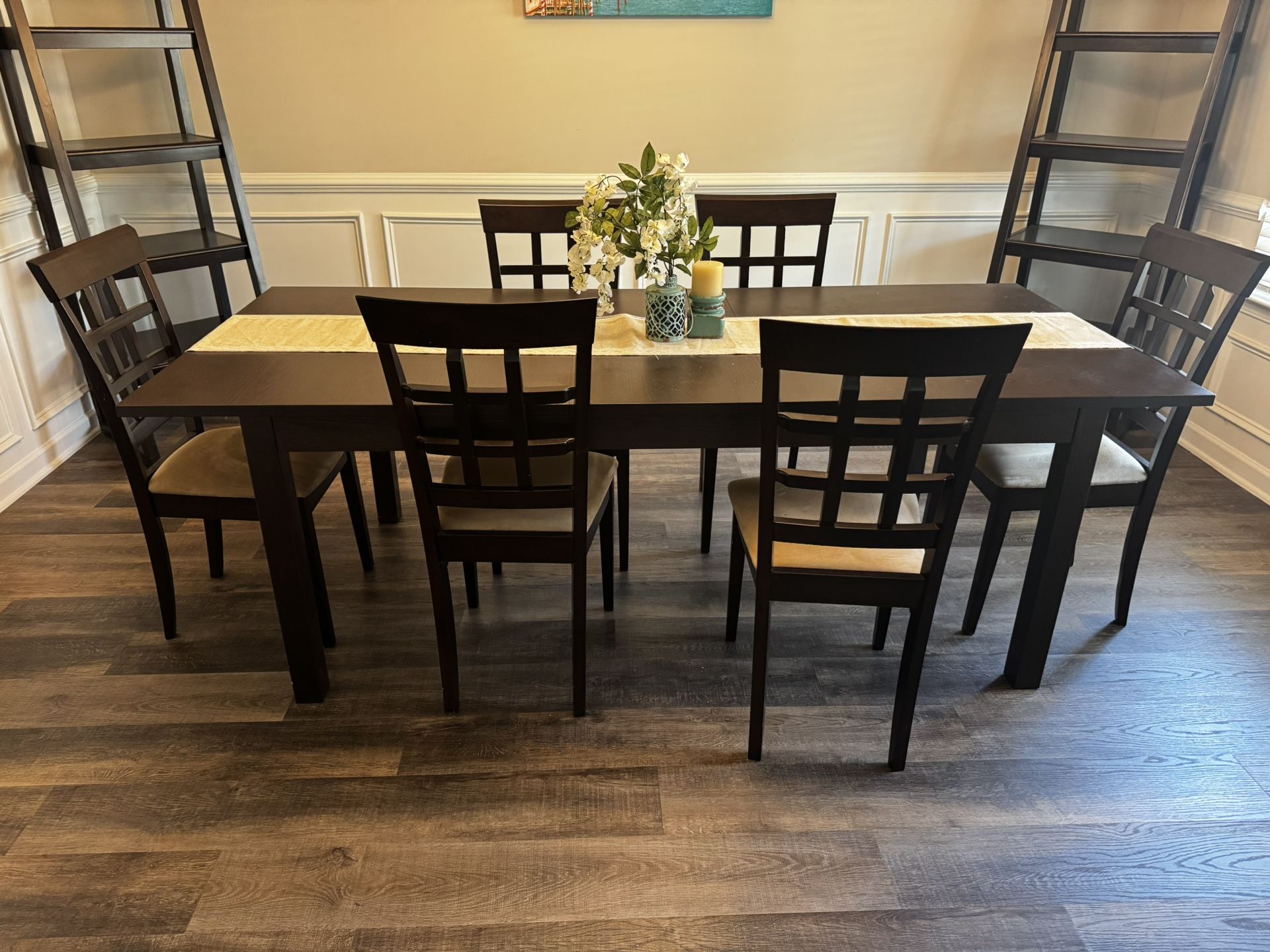 Brown Wood Dining Room Table With Leaf Extension 