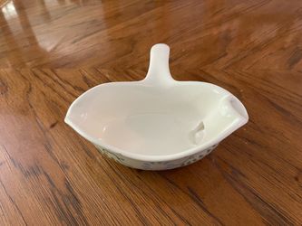 Vintage Ceramic Sauce Boat / Gravy Boat - Blue Flower & Green Vine Pattern