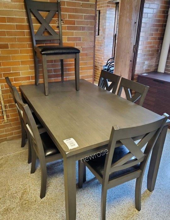 ✨️Fast Delivery 📌 Best Price 📌Caitbrook Gray Dining Room Set Table, 6 Chairs
