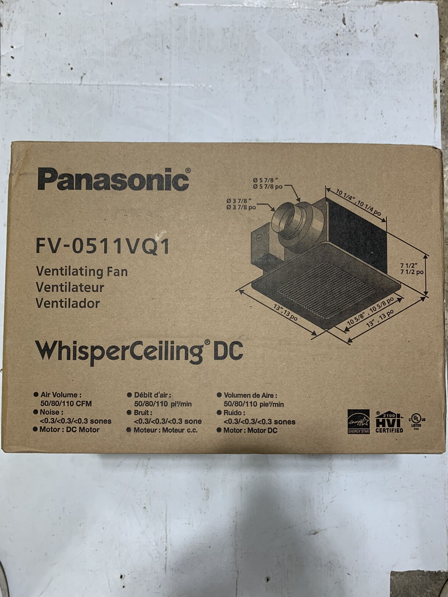 Panasonic FV-0511VQ1 WhisperCeiling DC Fan – Brand New!