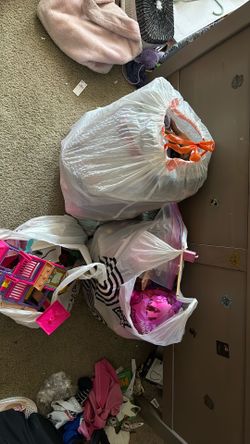 Three bags full of Barbies, place sets, cars ,accessories, etc.
