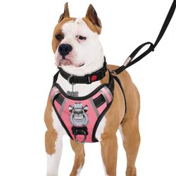 No Pull Dog Harness, Adjustable Reflective Oxford Vest Pet Harness With Leash and Collar