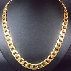 Read the listing 24 inches Cuban link12 mm 24k solid gold over SS Mens Necklace Stamped 24 k
