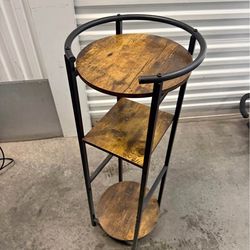 3 Tier Black Metal & Wood Look Plant Stand
