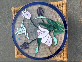 Vintage stained glass window panel