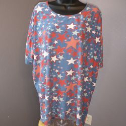 Lularoe Irma Tunic American size large red, white and blue
92% polyester and 8% spandex

