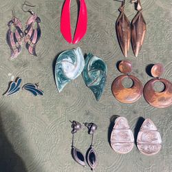 Vintage costume jewelry earrings lot of 9