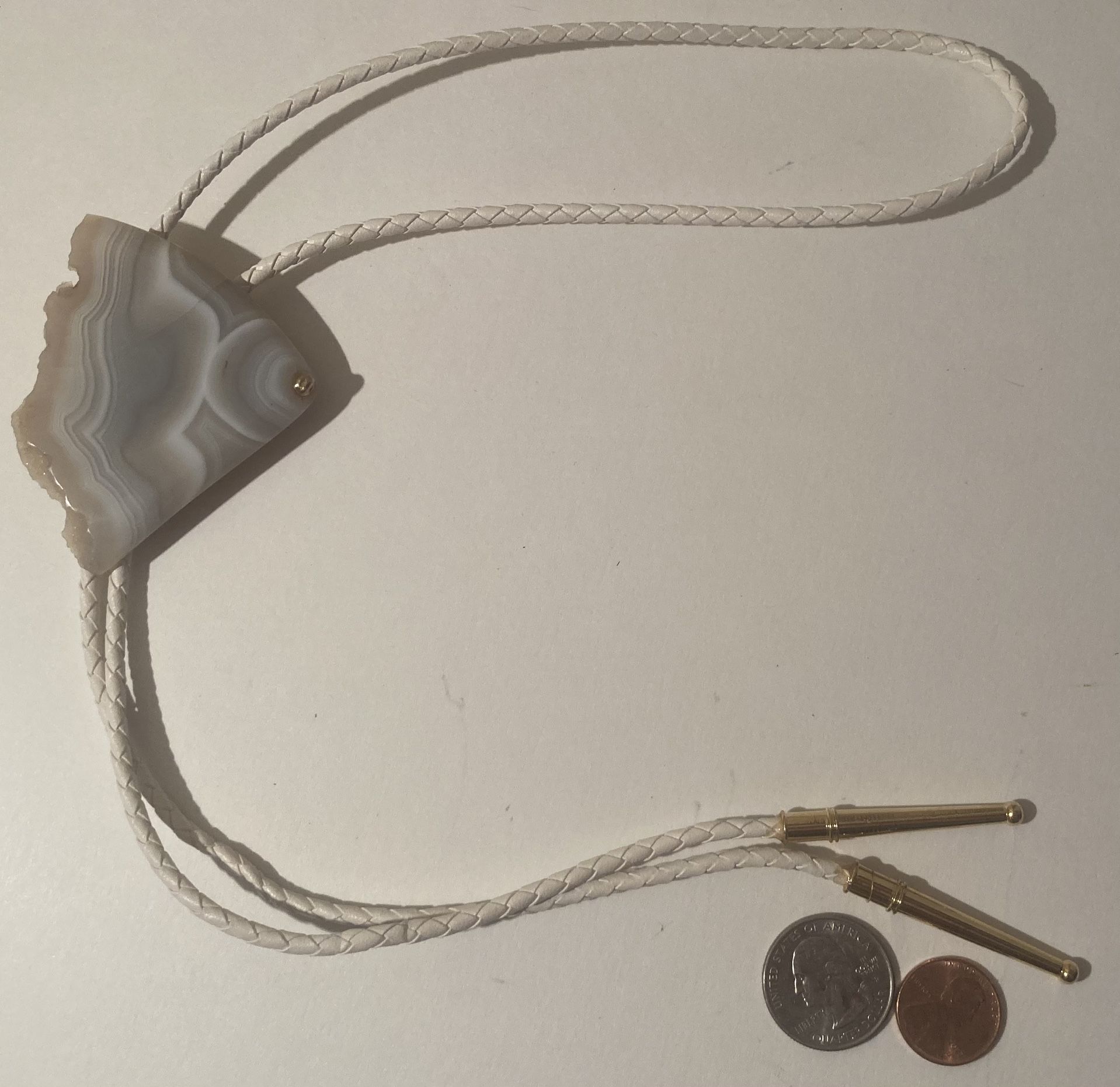 Vintage Bolo Tie Nice Stone Fish Look Design