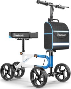 Knee Scooter for Adults - Dual Braking System (Blue)