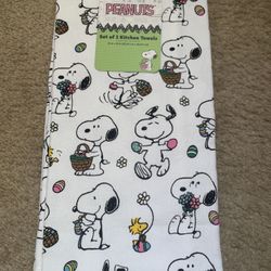 Peanuts Snoopy Set of 2 Easter Themed Kitchen Towels New 