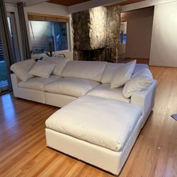 White Cloud Couch ☁️ Free Delivery ✅ New White Modular Sectional Sofa 4pc Set 