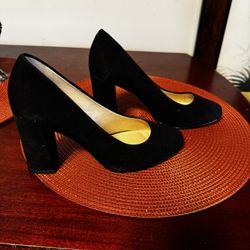 Suede Look Black Pumps Sz 6 1/2
