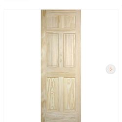 6 Panel Solid Pine Unfinished Door 