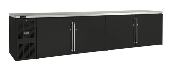 NEW 4 Door Perlick BBS108 108" Black Counter Height Solid Door Back Bar Refrigerator Cooler #5342