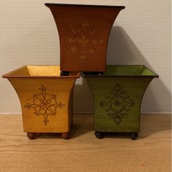 Southern Living at Home Tole Painted Pots #40806 Set of Three