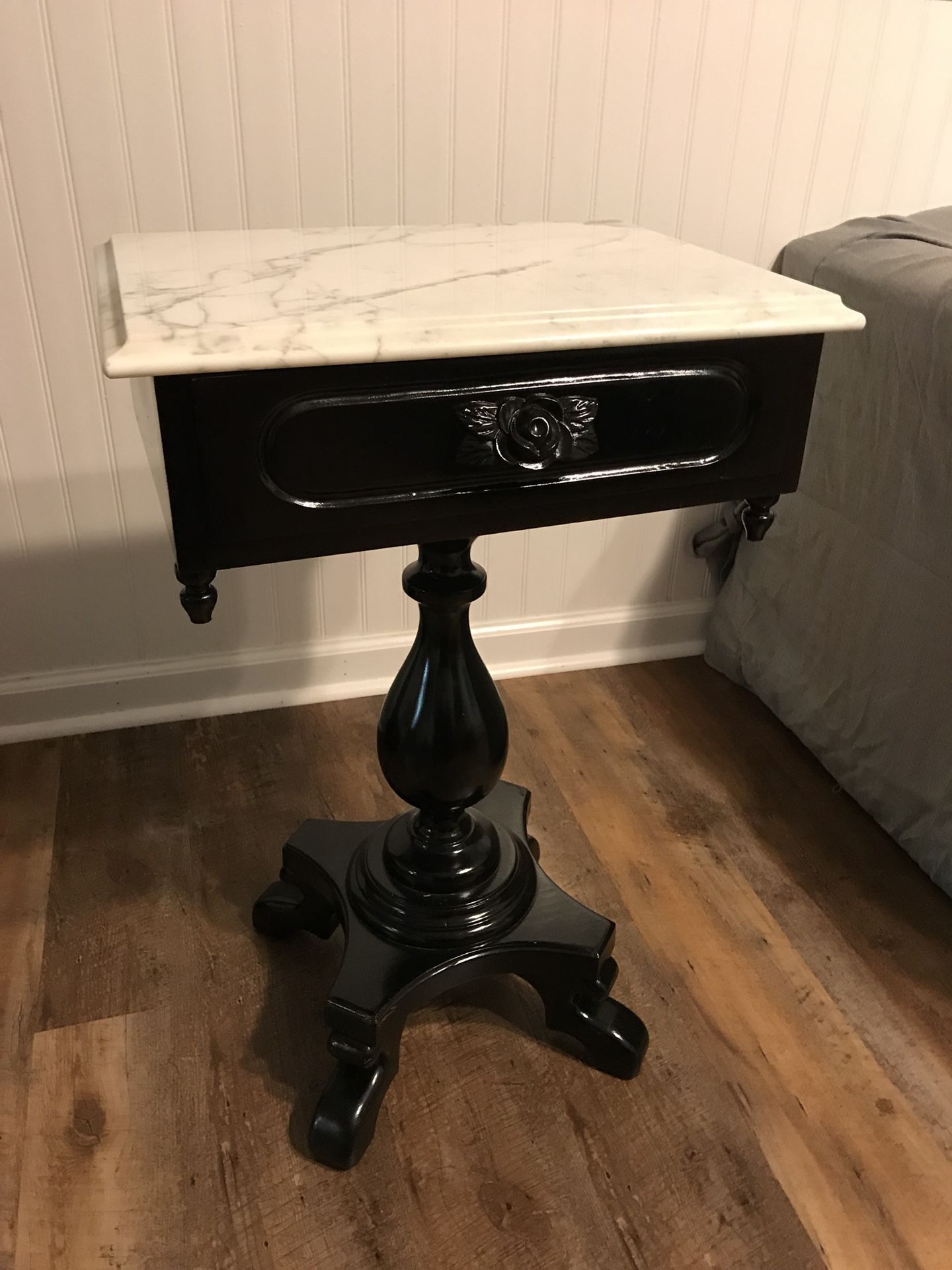 Black and Marble End Table
