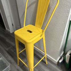 Set of 4 Yellow Metal Bar Stools- $125