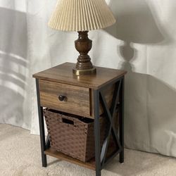 Nightstand With Lamp & Basket READ DESCRIPTION 