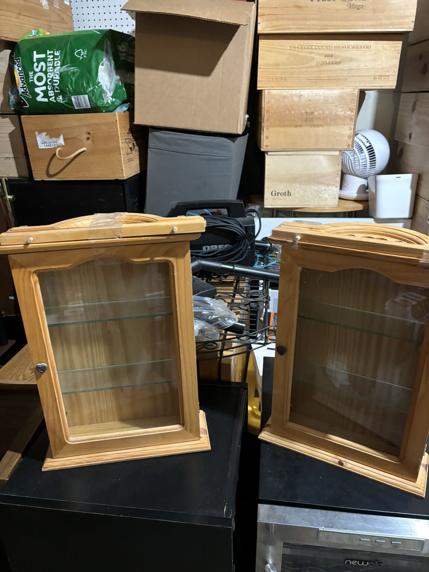 NEGOTIABLE Set Of Two Solid Wood Display Cabinets 