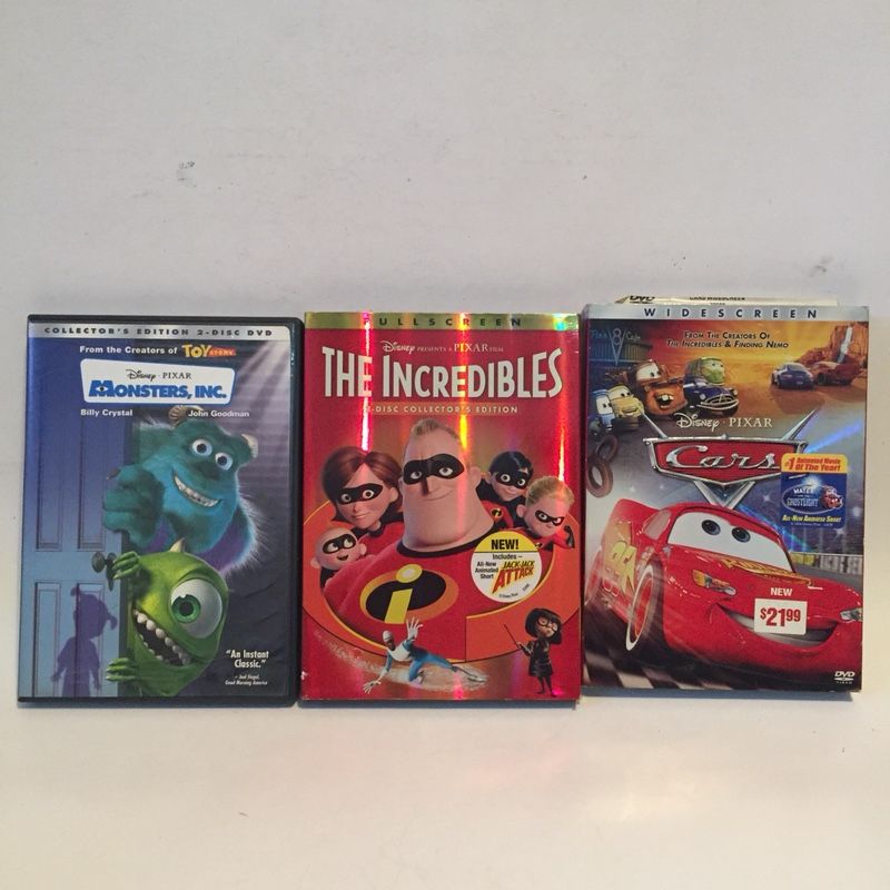 Disney Cars, Monsters Inc & The Incredibles DVD’s