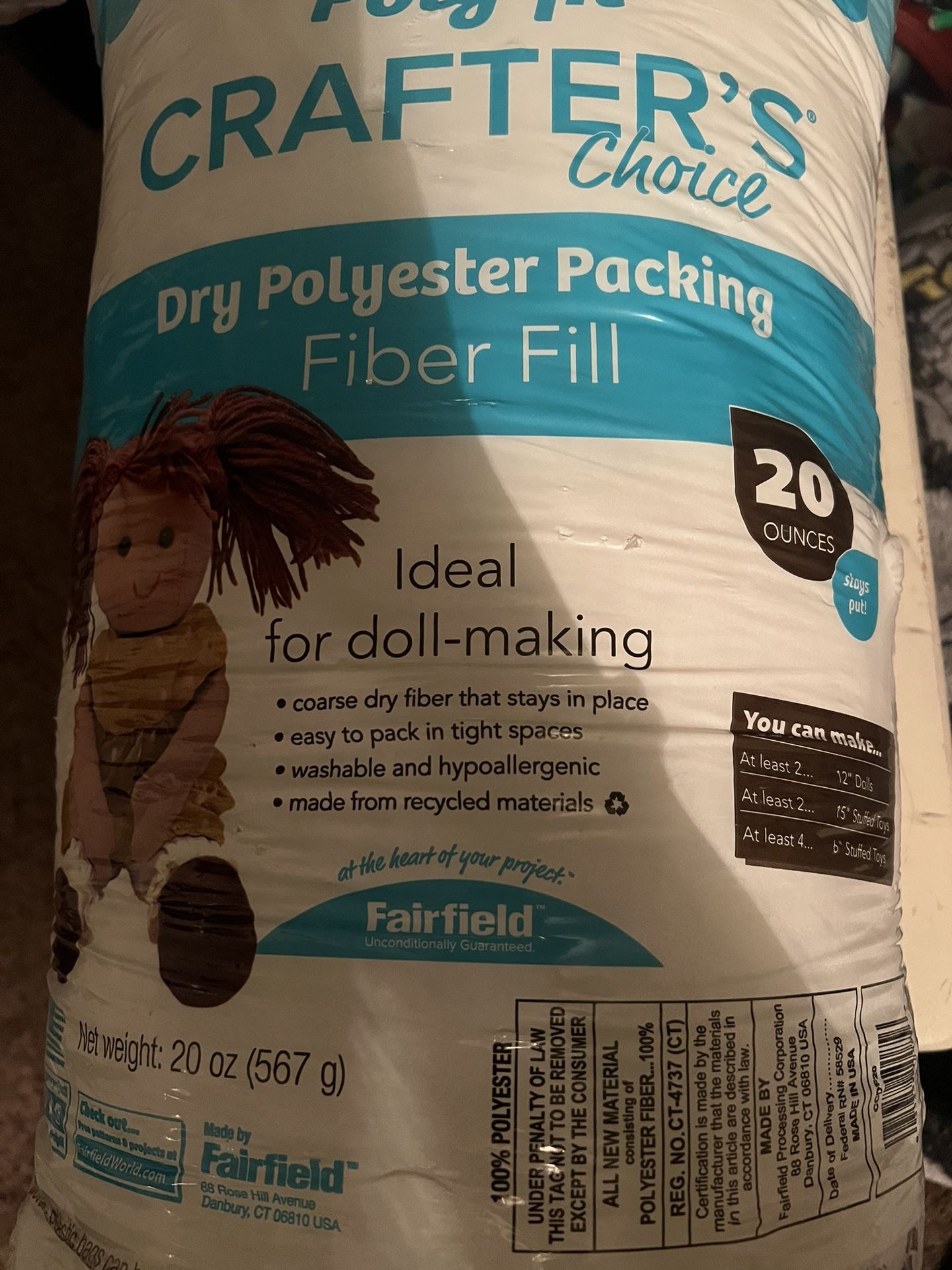 Dry polyester packing fiber fill stuffing