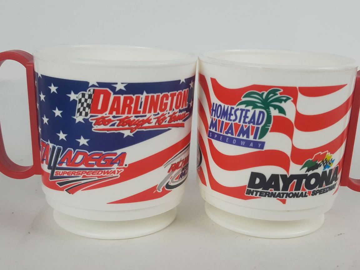 Nascar Racing Plastic Collectible 8 oz. Coffee Mugs **Set of 2**