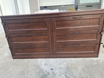 Wide 6-Drawer Wood Dresser